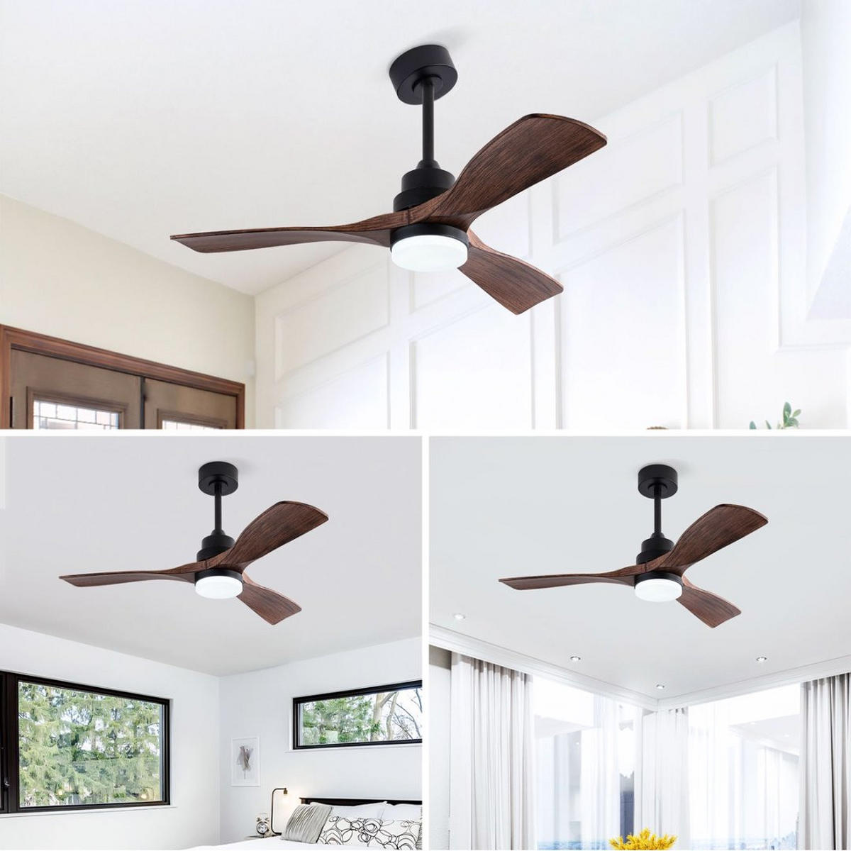 DECKENVENTILATOR DE-16256 42 Zoll Bauernhaus-Stil mit Fernbedienung Walnuss - Walnussfarben, Kunststoff (107/107/34cm) - ComfortXL