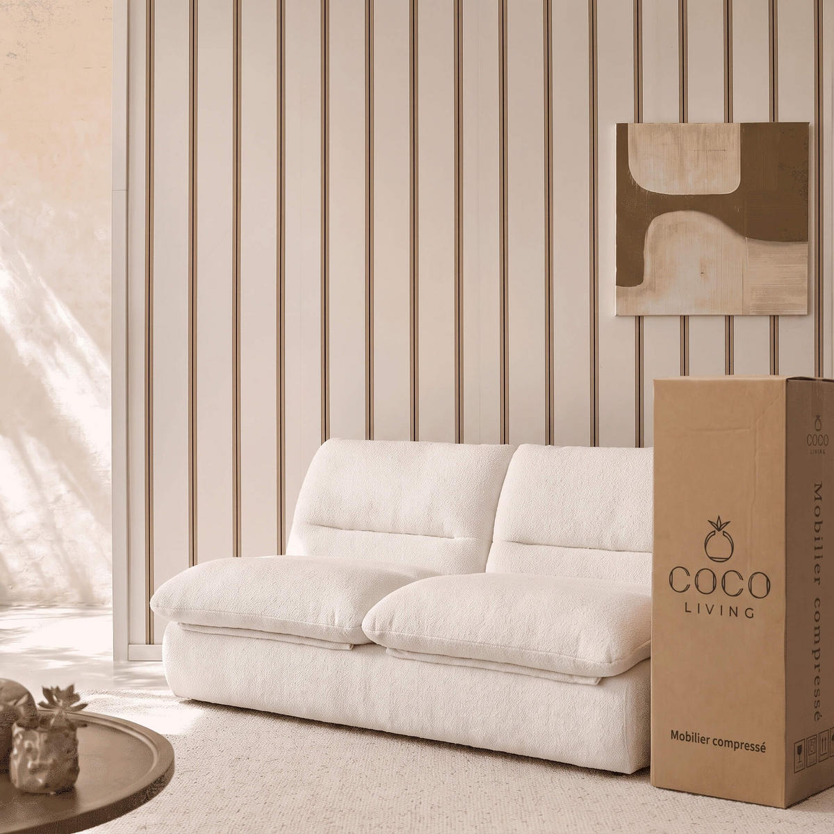 SOFA Nuvia Doppel 2-Sitzer - Weiß - Weiß, Textil (160/73/100cm) - COCO Living