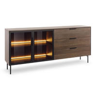 KOMMODE Eiche Dunin LUMIN 2 Türen 3 Schubladen LED - Schwarz, Holzwerkstoff (181.3/82.6/39.3cm) - Sepro Meble