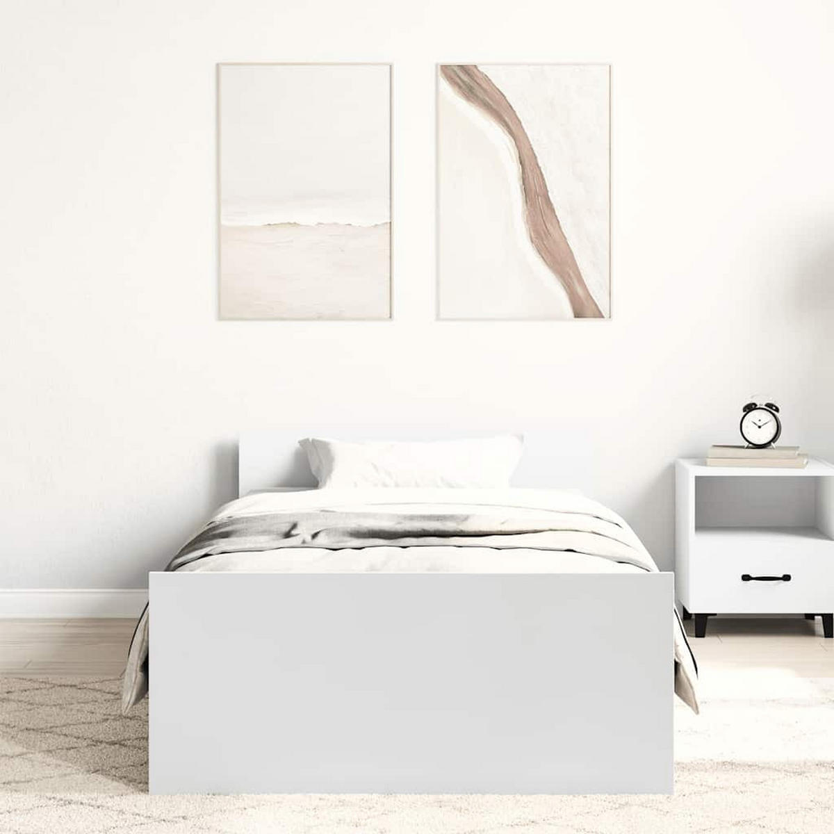 BETTGESTELL Weiss 90/200 Cm Holzwerkstoff - Weiß, Textil (90/200cm) - vidaXL