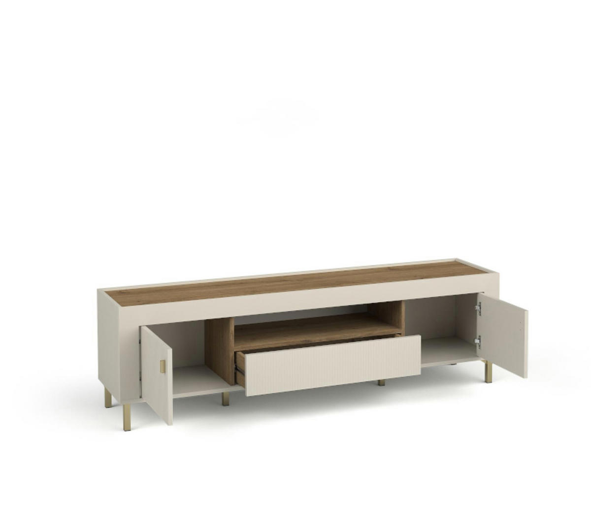 TV-SCHRANK Mossa Kaschmir - Beige/Goldfarben, Holzwerkstoff (177/52/40cm) - Bettso