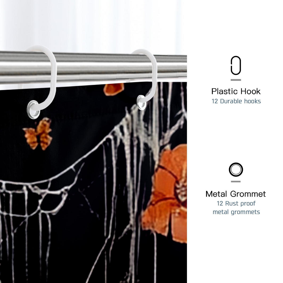 DUSCHVORHANG Halloween 180 x 220 cm Polyester wasserdicht waschbar mit Haken Badezimmer - Multicolor, Textil (180/220cm) - MCBOSON
