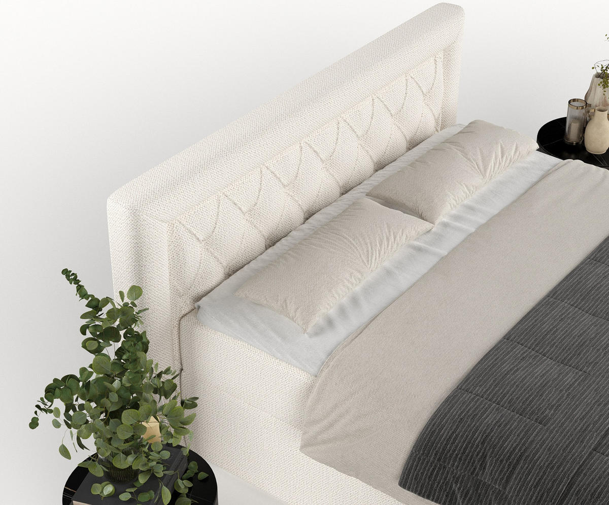 BOXBETT Jayleen Creme 140/200 cm - Creme/Schwarz, Holz/Holzwerkstoff (140/200cm) - Maison de Reve