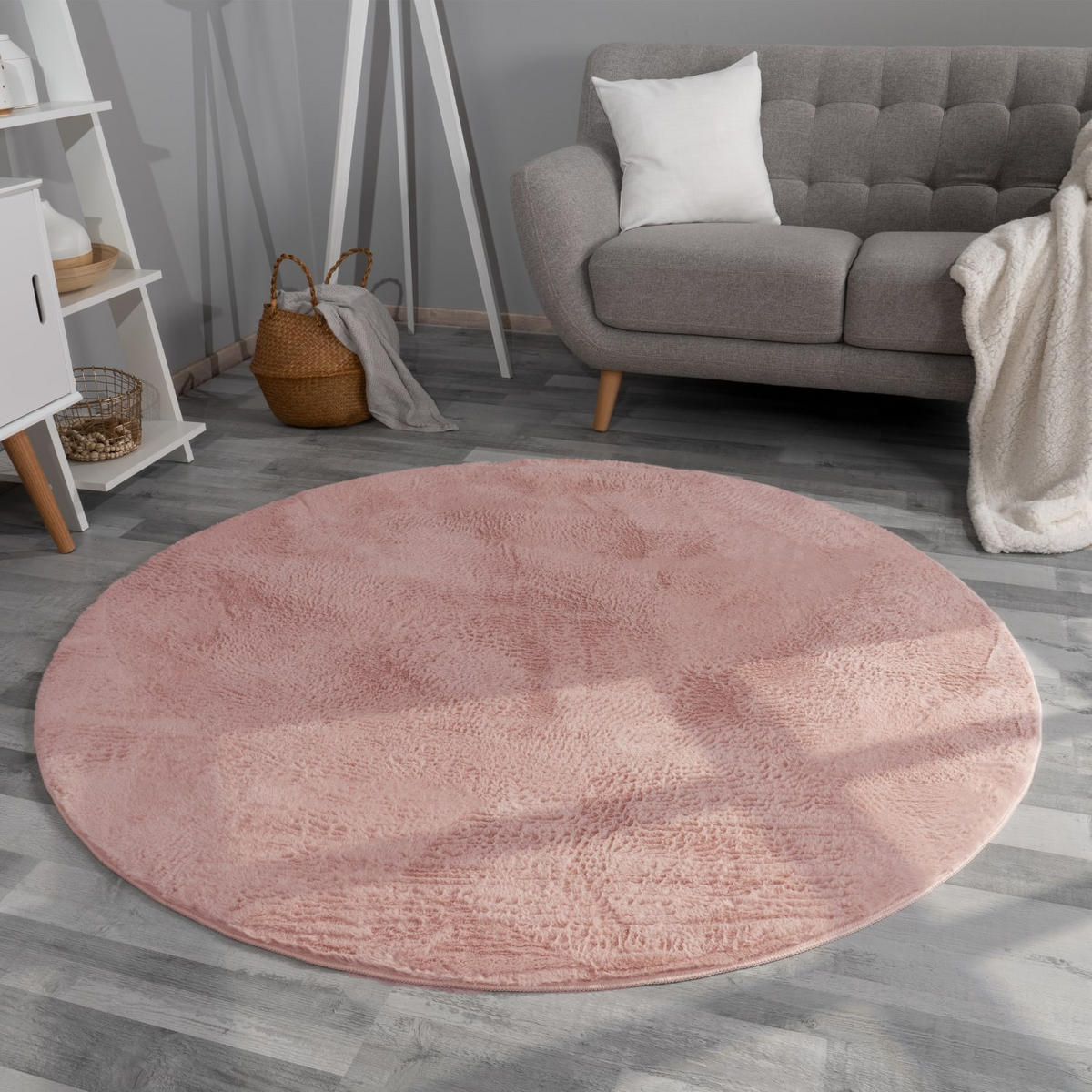 FLACHWEBETEPPICH Pink Ø 120 cm - Pink, Kunststoff (120/120cm) - TT Home