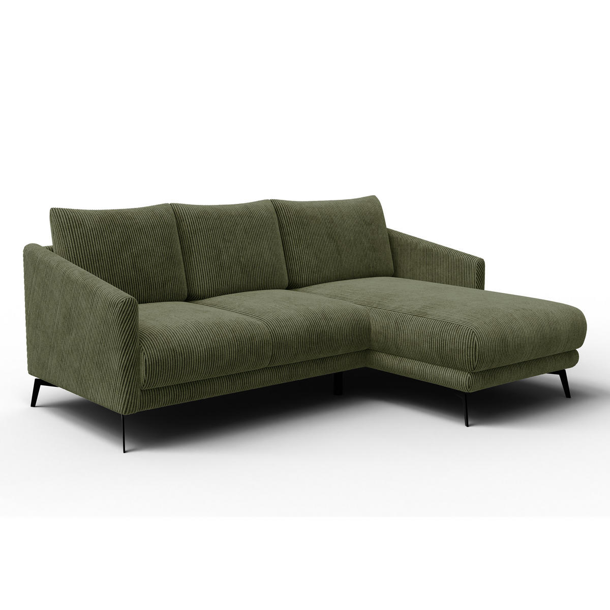 ECKSOFA VILT 3-Sitzer, olive - Schwarz/Olivgrün, Holzwerkstoff/Textil (221/156cm) - Courtois Laville