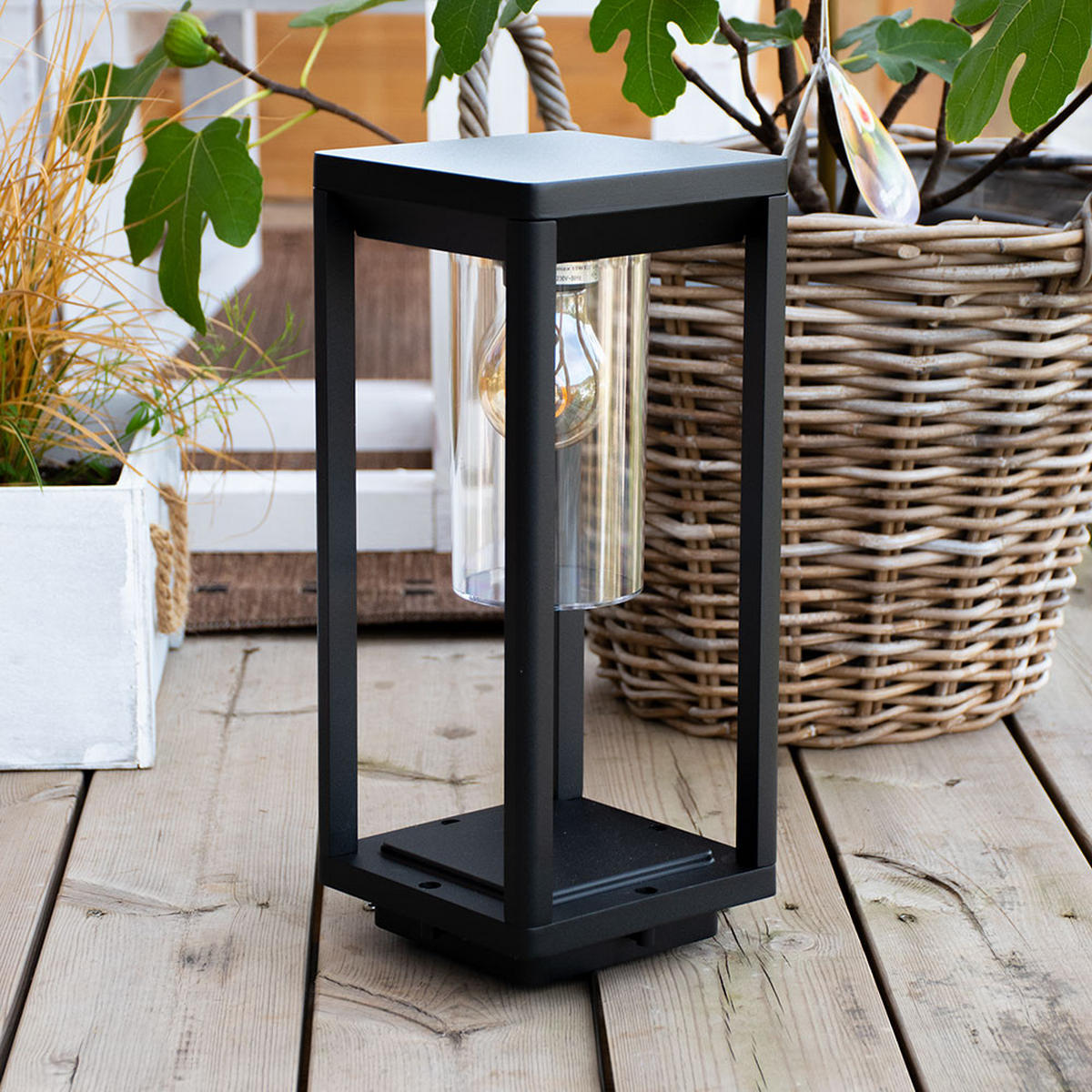 WEGELEUCHTE CANDELA Alu Schwarz - Schwarz, Kunststoff (15/15/35cm) - Globo Lighting