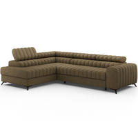 KANEDO Ecksofa mit Schlaffunktion und Bettkasten – Modernes Designsofa, verstellbare Kopfstützen, Metallfüße - Braun, Kunststoff (269/86cm) - Wohnideebilder