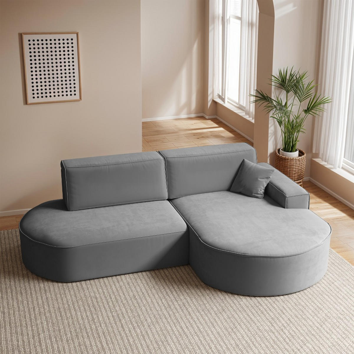 ECKSOFA Modena Pro - Komfort Und Stil Stoff Salvador Anthrazit Rechts - Anthrazit, Holz (278/179cm) - Kaiser Möbel