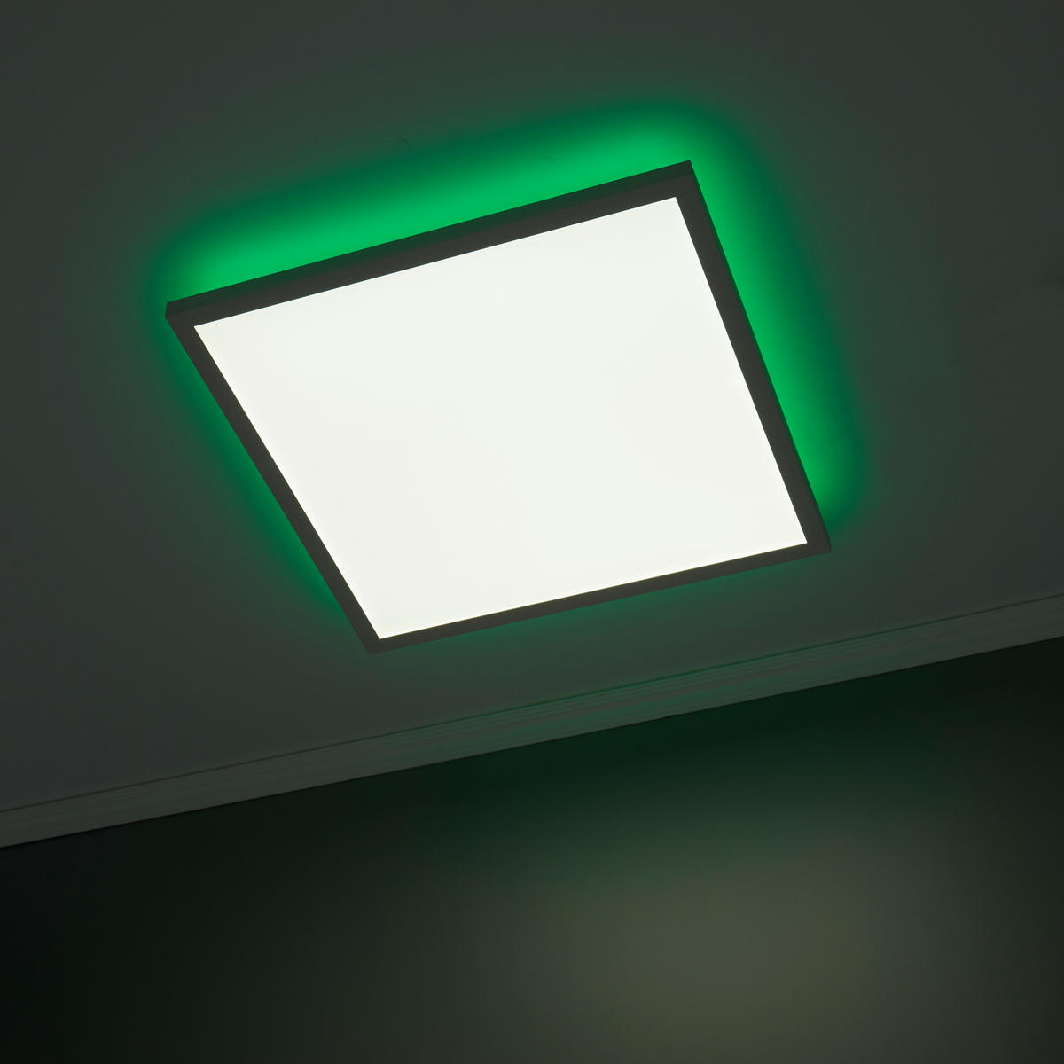 LED-DECKENLEUCHTE - dimmbar mit RGB-Hintergrundbeleuchtung und Fernbedienung für stimmungsvolle Beleuchtung, 45x45 cm - Weiß, Kunststoff (51/51/10cm) - Northpoint