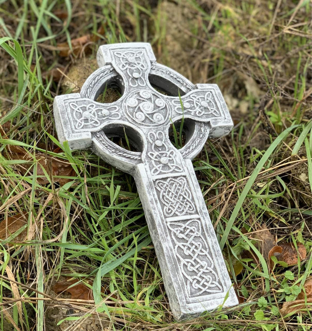 STEINFIGUR keltisches Kreuz frostfest Steinguss - Grau, Stein (18/3/29cm) - stoneandstyle