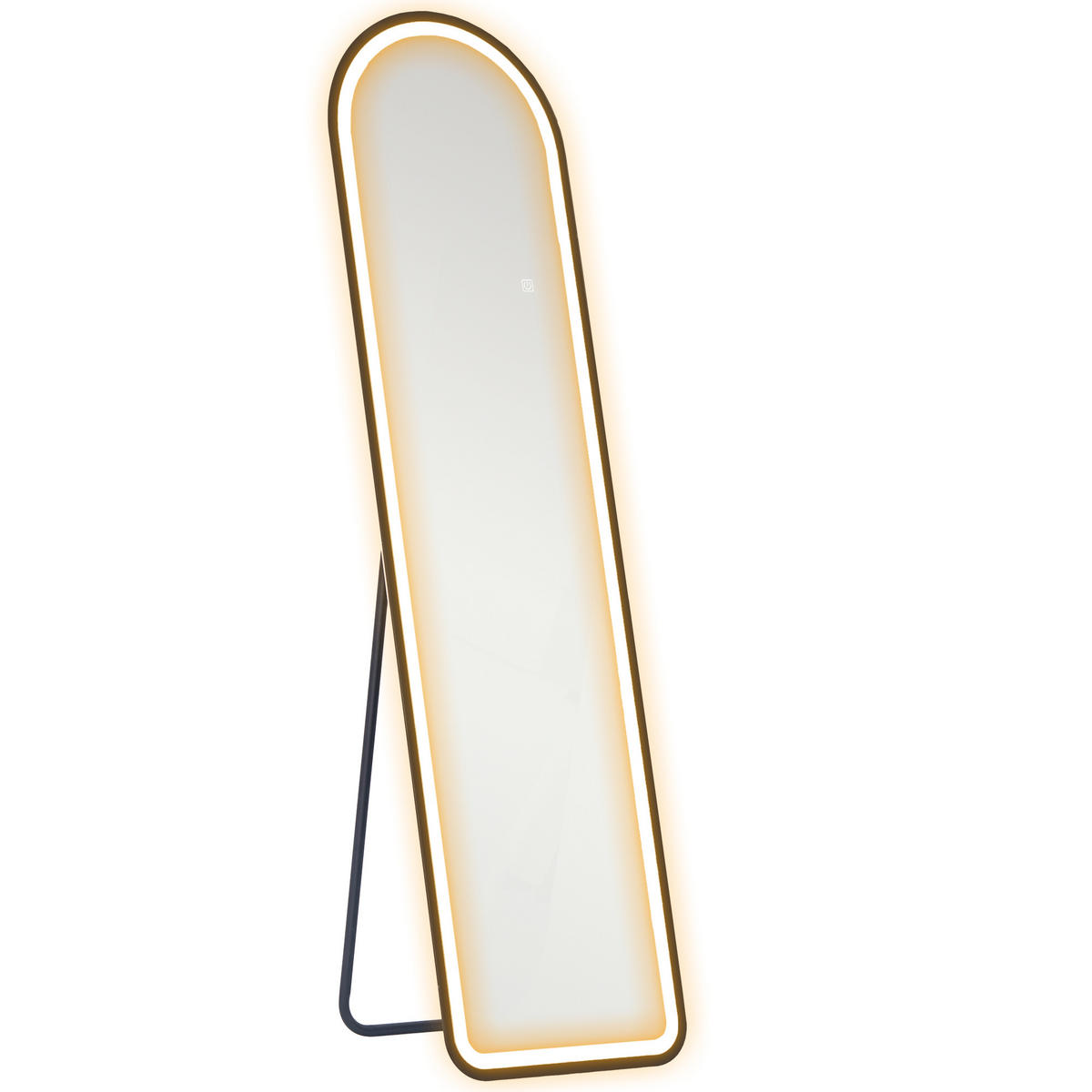GANZKÖRPERSPIEGEL, 150 x 40 cm Standspiegel mit LED-Beleuchtung, Schwarz - Schwarz, Glas (40/150/3cm) - HOMCOM