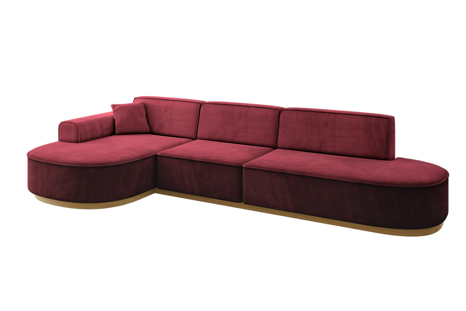ECKSOFA Ottomane Links MARI-L2-v2 - 328x171x83 cm Bordeaux Velours - Bordeaux, Holzwerkstoff/Textil (328/171cm) - ALTDECOR