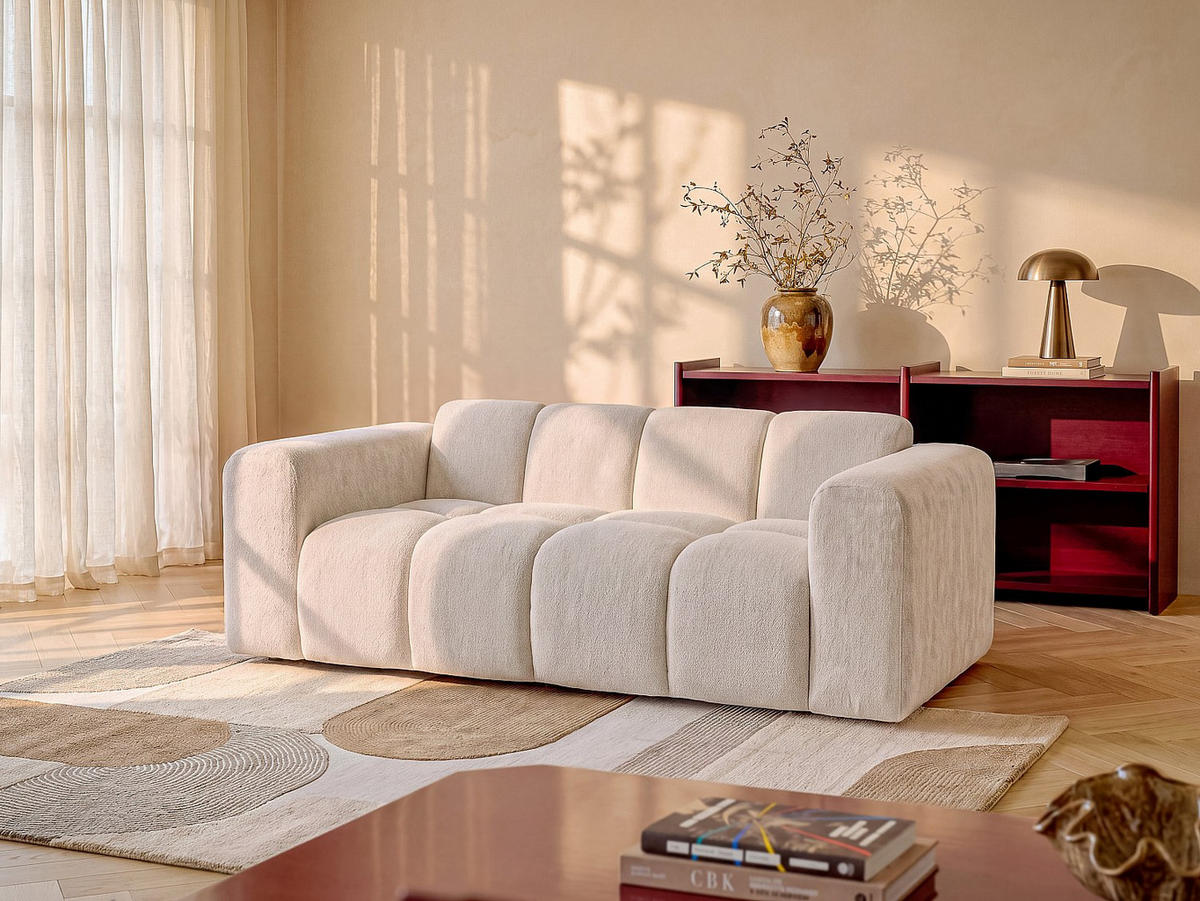 SOFA - 2 Personen - stoff - beige Caleso - Beige, Kunststoff/Textil (210/69.5/94cm) - Vente-Unique