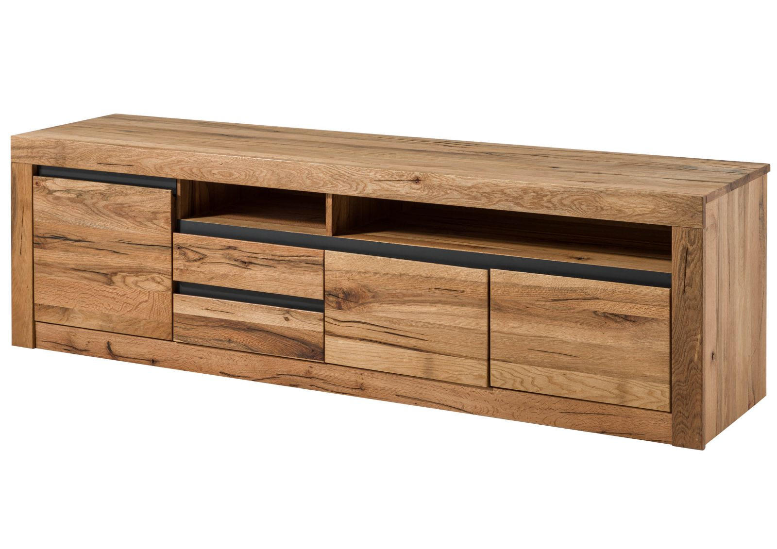 TV-BOARD Wild-/ Zerreiche 185x45x55 Eiche natur geölt MONTREUX #130 - Naturfarben, Holz (185/55/45cm) - Massivmoebel24