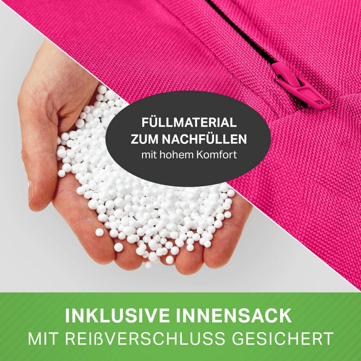 KINDER-SITZSACK 70x100cm - 70 Liter - Pink, Textil (70/10/100cm) - Green Bean