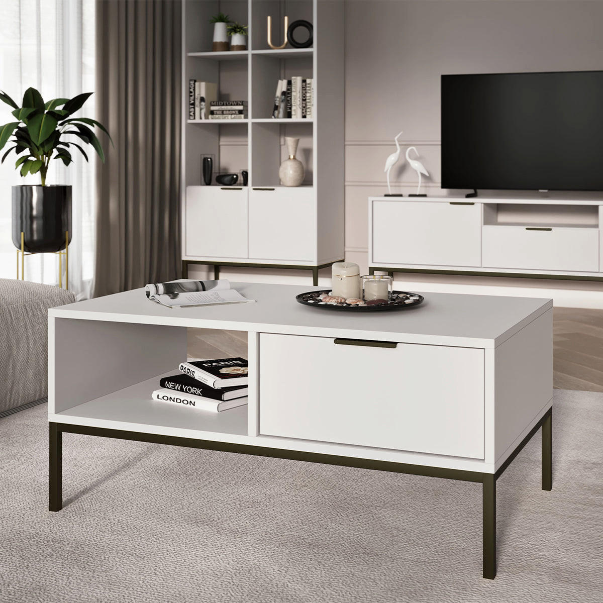 KLUBSKA MIZICA Seattle Črno-belo - bela, leseni material (60/80/45.4cm) - Petits-meubles