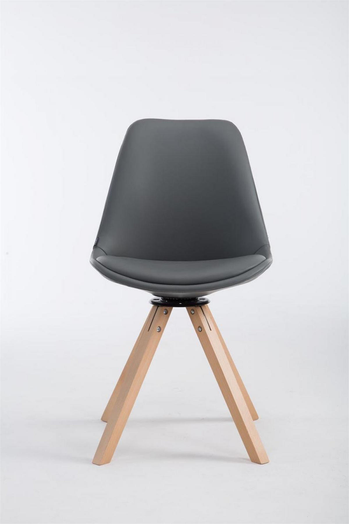 STUHL Lederlook Grau - Eukalyptusholzfarben/Grau, Holz/Textil (48/84/56cm) - CLP