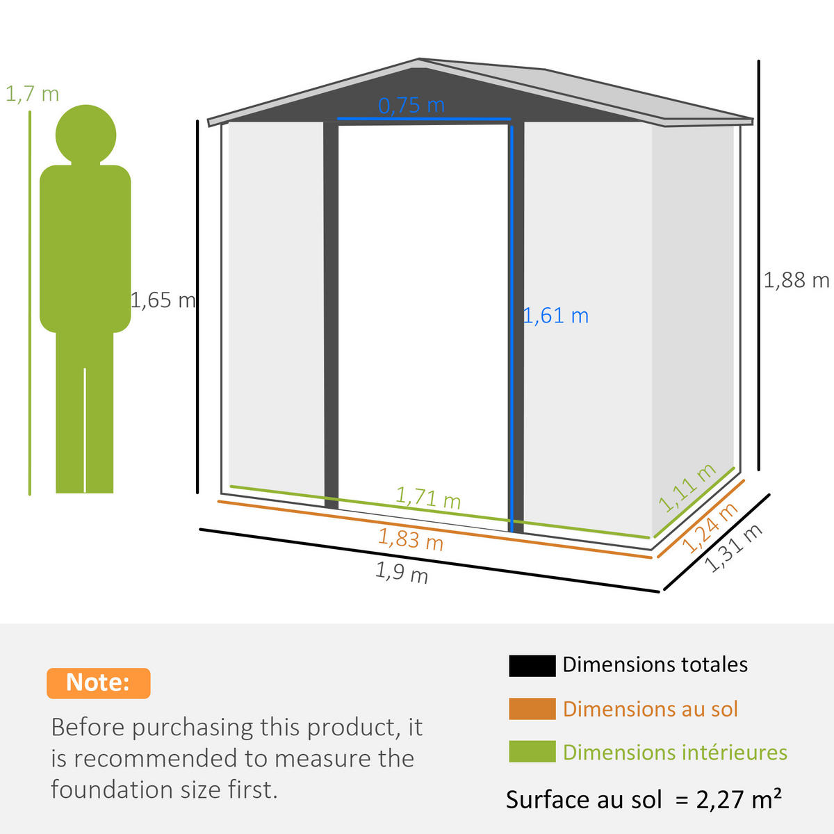 GERÄTEHAUS DE-16850 2,27 m² mit Belüftung & Sicherheit Eiche - Eichefarben, Metall (131/188/190cm) - ComfortXL