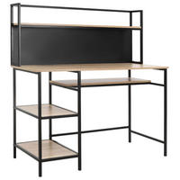 SCHREIBTISCH Eichefarben und Schwarz mit Regalfächern und Kreidetafel 120/53/126 cm - Naturfarben, Holzwerkstoff (53/120/126cm) - PANGIVO