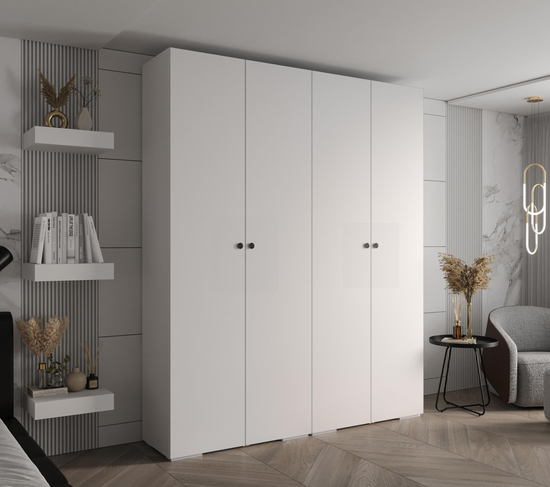 DREHTÜRENSCHRANK 236.7/200/47 4-türig - Schwarz/Weiß, Holz/Metall (200/236.7/47cm) - Abiks Möbel