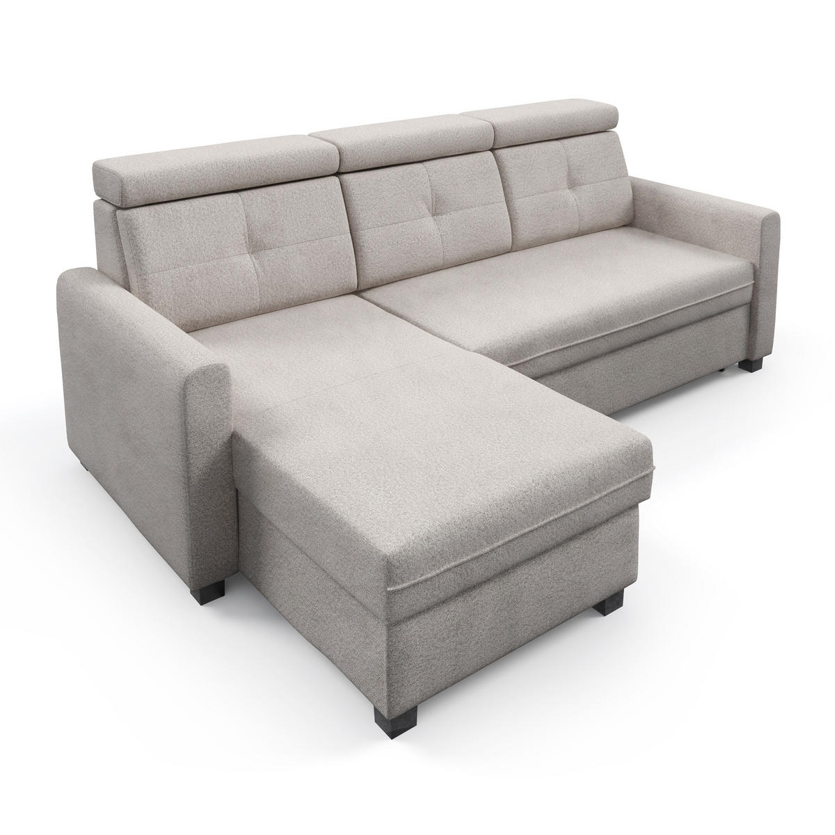 ECKSCHLAFSOFA Milano, Beige, links - Beige/Schwarz, Textil (217/166cm) - Beautysofa