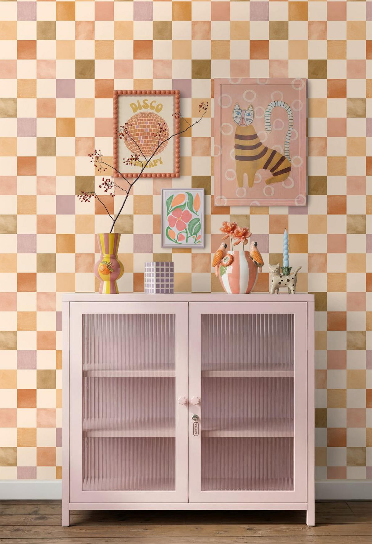 TAPETE Karomuster 50 x 900 cm - Orange, Papier (50/0.1cm) - ESTAhome