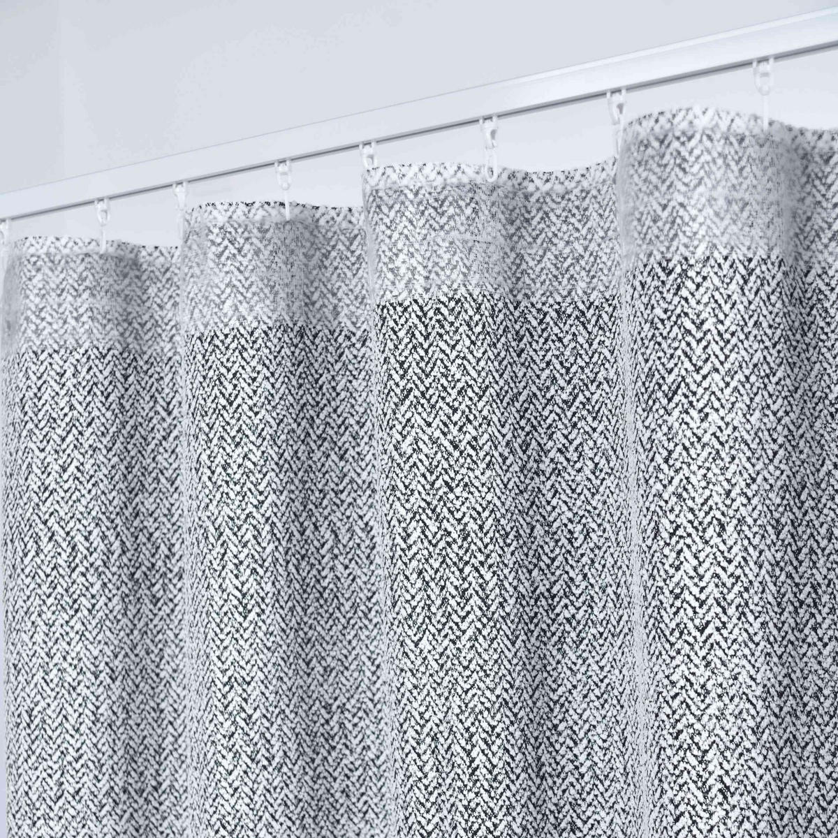 VORHANG 2ER SET MONTANA HxB 245x140 cm Weiß Schwarz - Weiß, Textil (140/245cm) - Gardinenbox