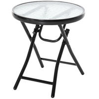 BALKONTISCH Ø45/50 cm klappbar mit Sicherheitsverschluss und Glasplatte aus Metall, Schwarz - Schwarz, Metall (40/40/50cm) - Redom