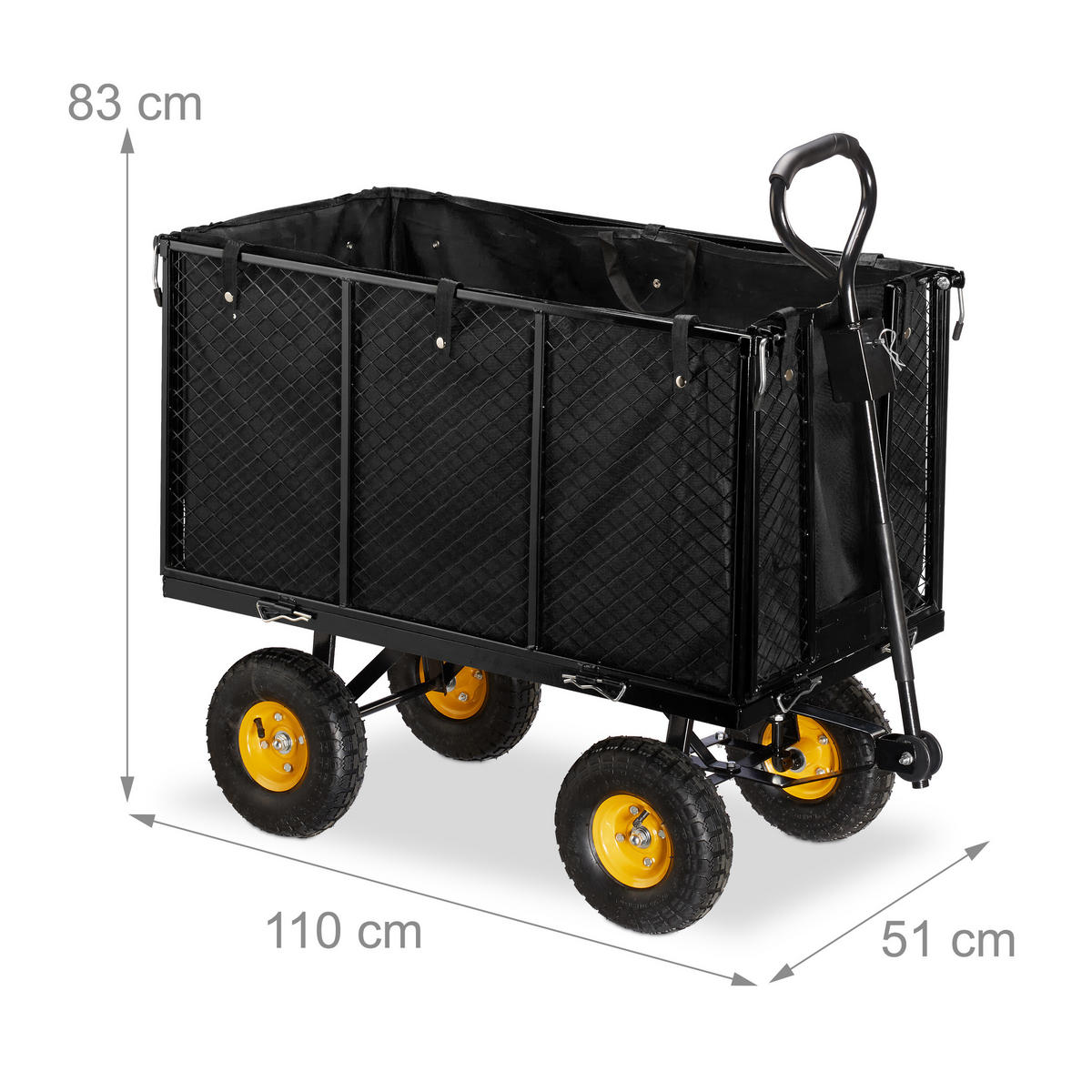 HANDWAGEN - Schwarz, Kunststoff/Metall (51/83/110cm) - Relaxdays