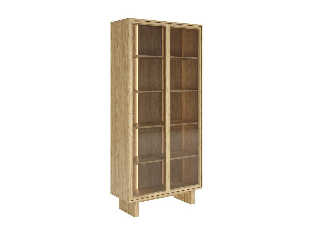 VITRINENSCHRANK - 93.5 cm x 38.1 cm - glas - naturfarben hell Terlona - Naturfarben, Glas/Holz (93.5/194.8/38.1cm) - Vente-Unique