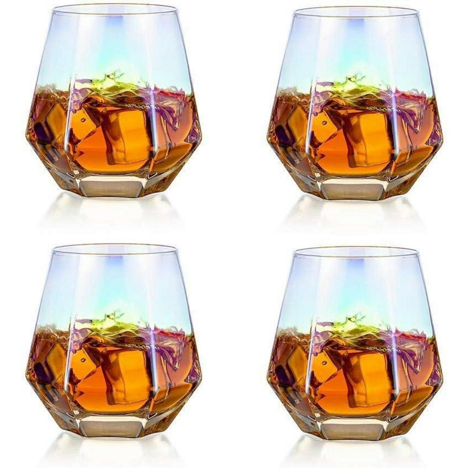 WHISKYGLÄSER 4er-Set gekippt 300 ml geometrisch - Transparent, Glas (0.3L)