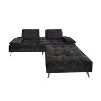 SOFA MIT HOCKER WIOLO Anthrazit Velvet - Anthrazit/Silberfarben, Textil (220/80/240cm) - KAWOLA