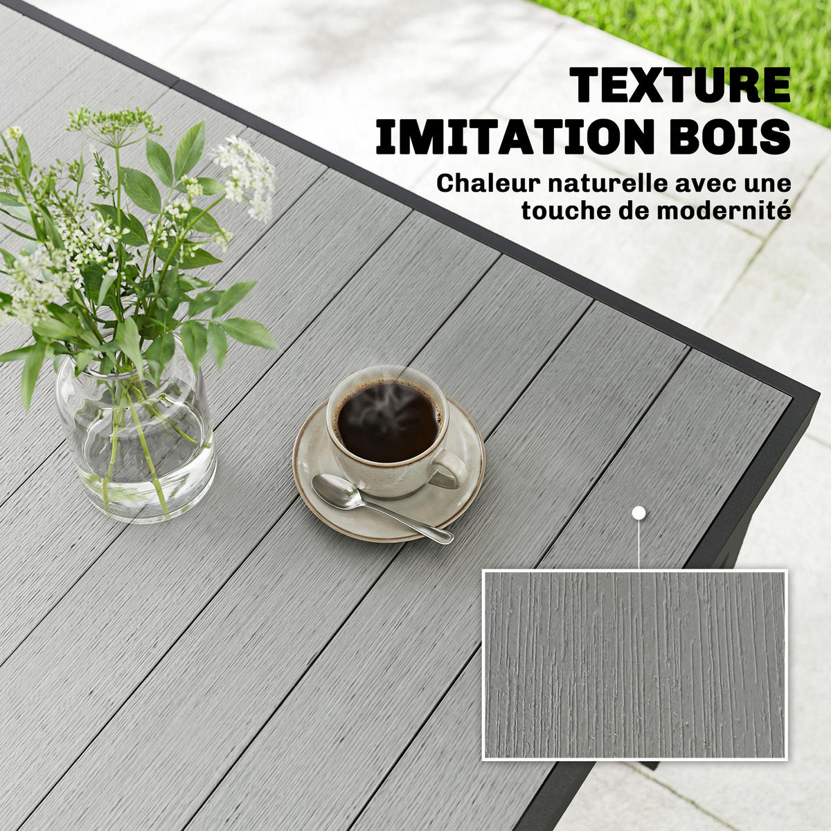 GARTENTISCH DE-14185 140x90 cm mit Lattenrost Grau - Grau, Metall (140/90/74cm) - ComfortXL