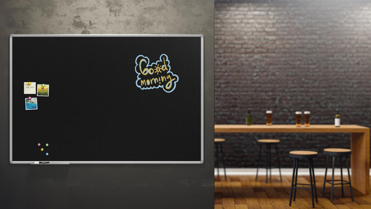 KREIDETAFEL mit Alurahmen Premium EXPO 150x100cm - Schwarz, Metall (150/100/1.6cm) - ALLboards