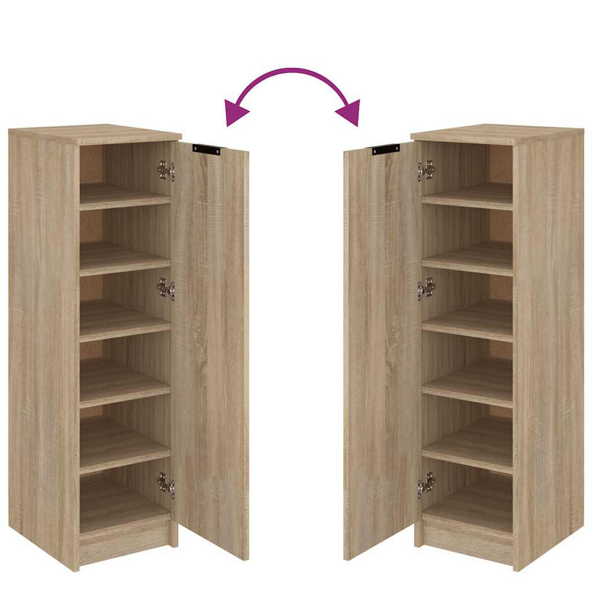 SCHUHSCHRANK mit 6 Fächern, 30/35/100 cm, aus Holzwerkstoff, Sonoma-Eiche - Braun, Holz (35/100/30cm) - vidaXL