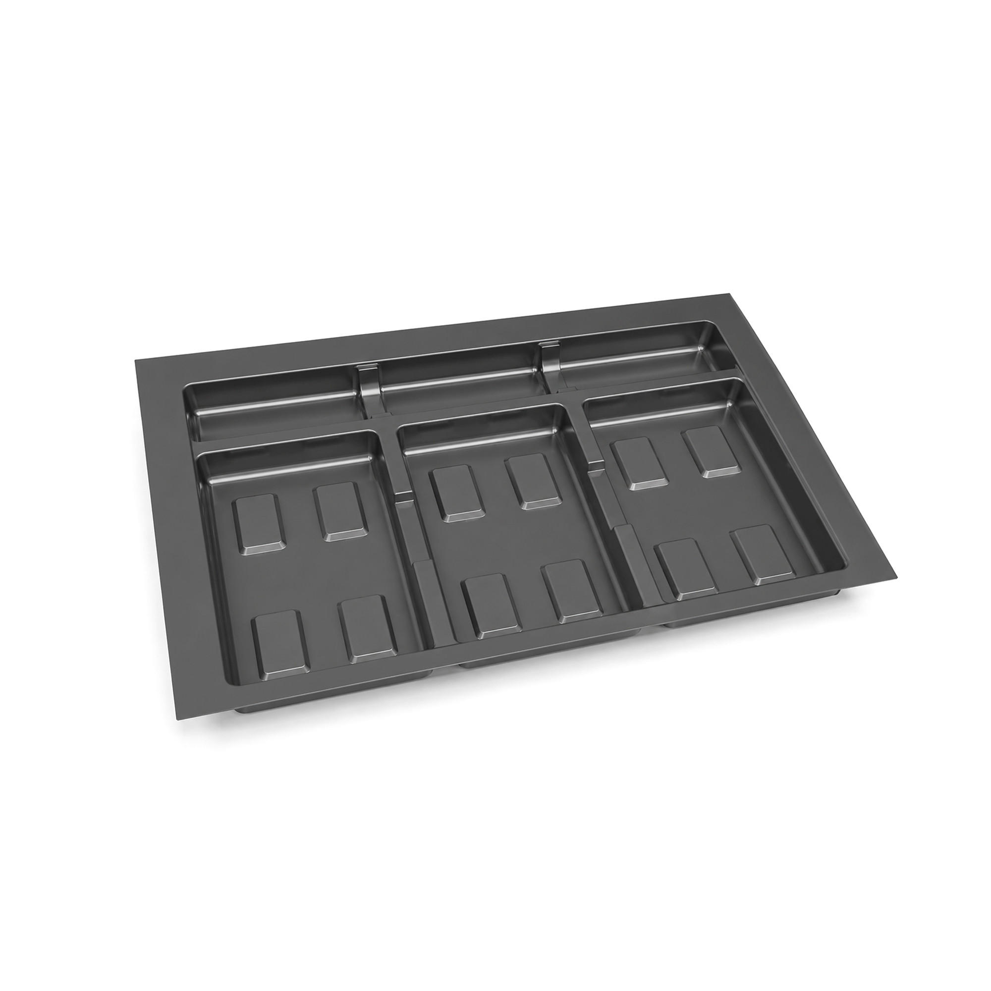 BASIS für Recyclingbehälter für Küchenschublade, 3 Fächer, Modul 800mm, Kunststoff anthrazitgrau - Anthrazit, Kunststoff (73.6/3/48.2cm) - EMUCA
