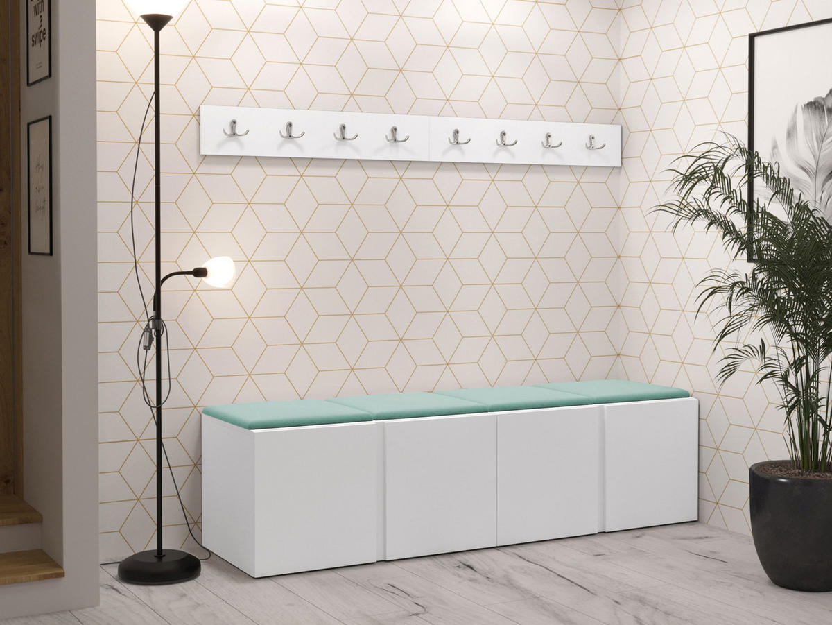 GARDEROBEN-SET Orion VII - Weiß/Mintgrün, Holzwerkstoff/Kunststoff (168/42/46cm) - MIRJAN24