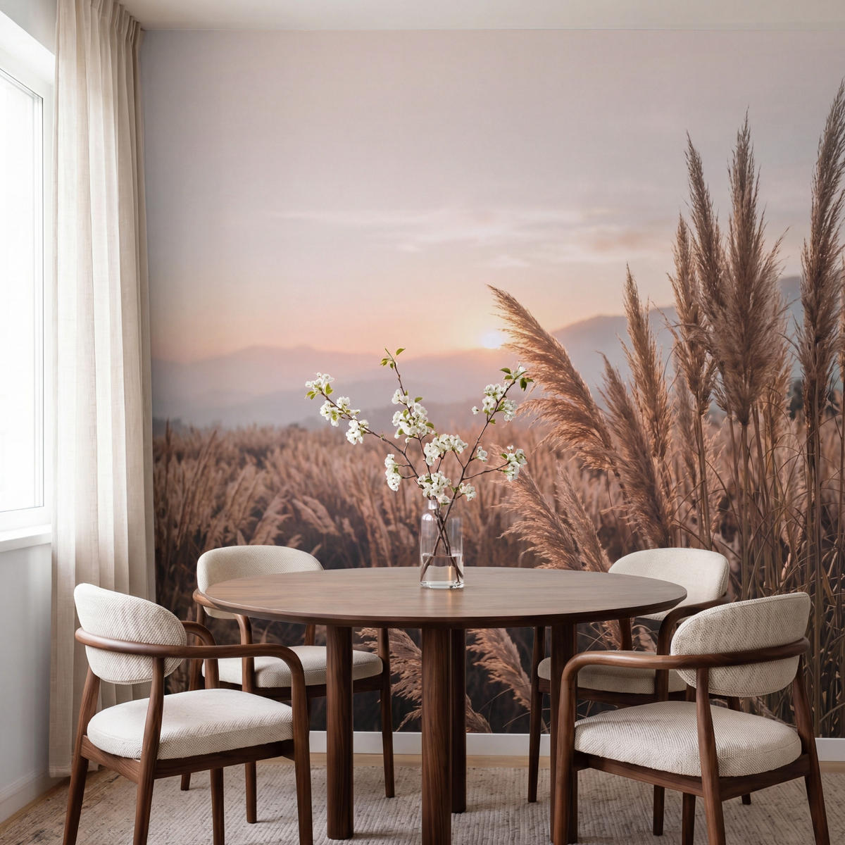 TAPETE - Gras - Feld - Sonne - Natur - 200x200 cm - Sandfarben, Papier (200/200cm) - OnlyWow