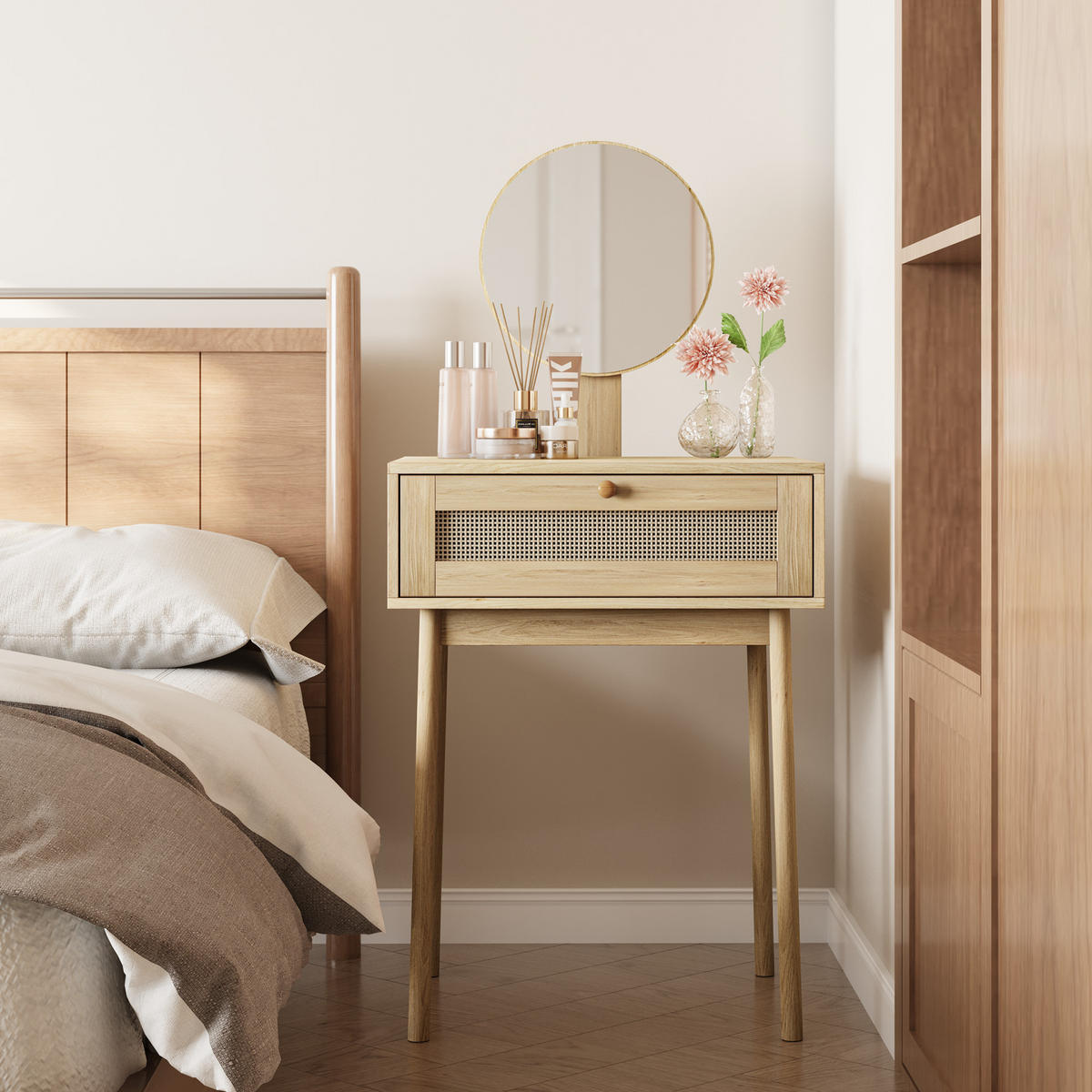 SCHMINKTISCH Böhmisch 60/50/128 cm - Braun, Holzwerkstoff (50/128/60cm) - Urban Meuble