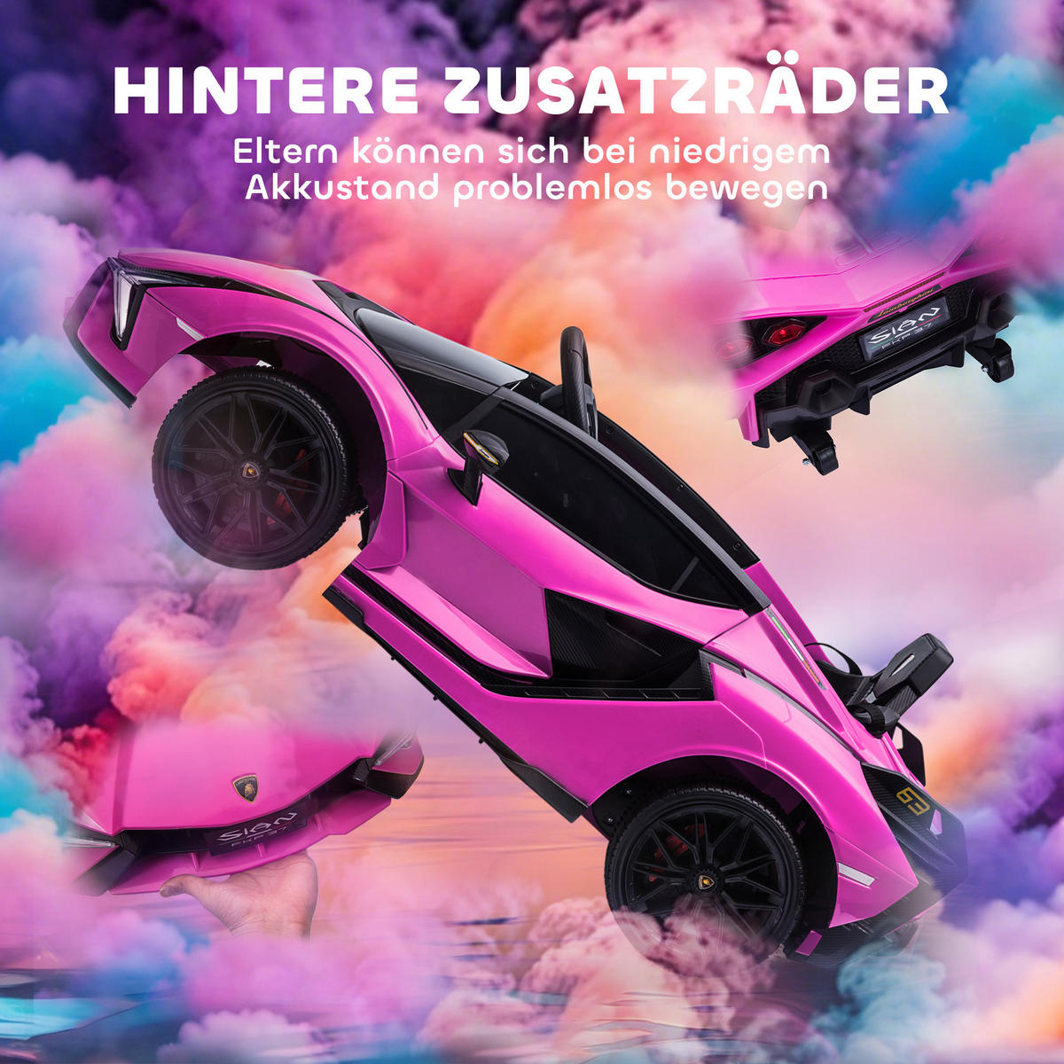 KINDER-ELEKTROAUTO DE-06136 Lamborghini lizenziert mit Fernsteuerung Rosa - Pink, Kunststoff/Metall (108/62/40cm) - ComfortXL