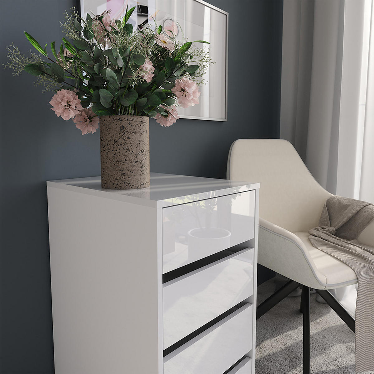 KREDENC Sherry Bílá - vysoce lesklá bílá, kompozitní dřevo (40.2/76/50.1cm) - Vicco