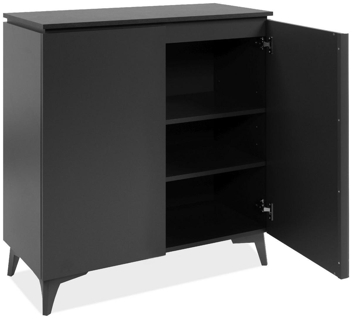 SIDEBOARD 2 Türen L88 cm - BERTRIX - Schwarz, Holzwerkstoff (88/92/40cm) - Finori GmbH