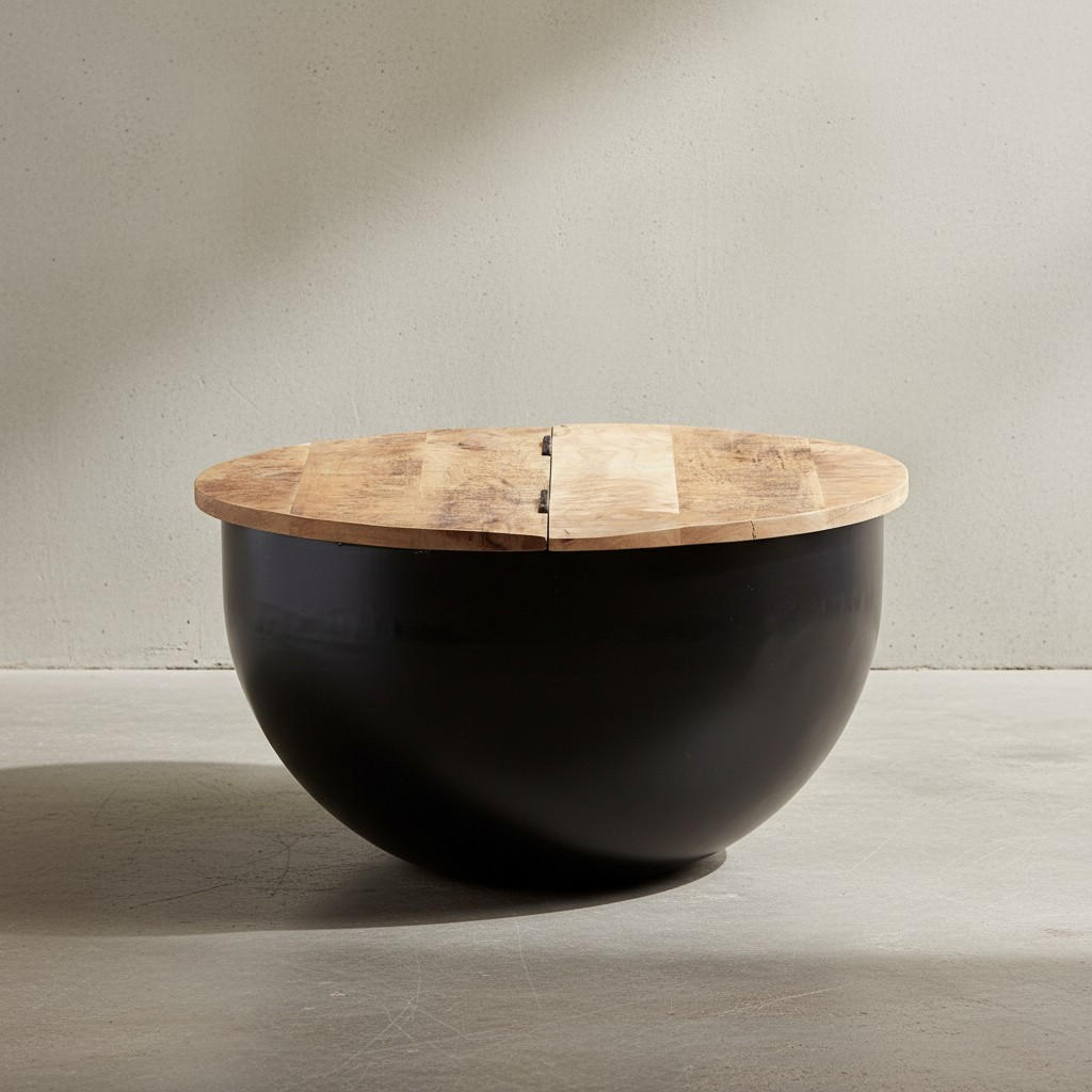 COUCHTISCH Industrial-Style Mango-Holz mit Metall, Aufklappbarer Stauraum - Schwarz, Holz/Metall (60/60/34cm) - KADIMA DESIGN