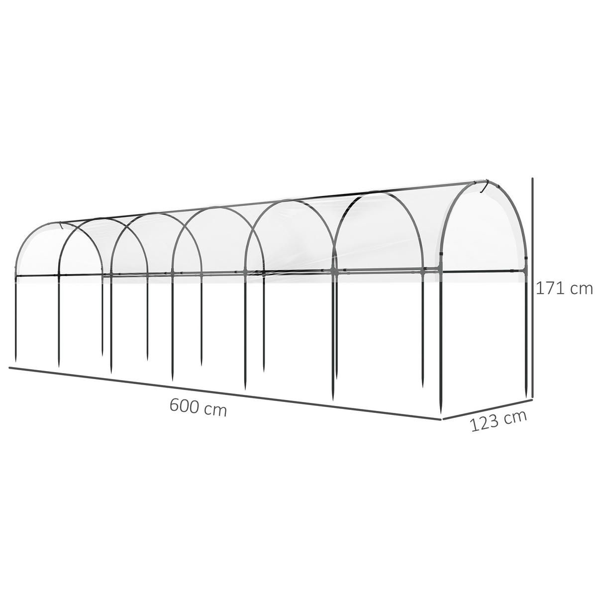 GEWÄCHSHAUS DE-11953 7 Stahlbögen Grün - Transparent, Kunststoff (123/171/600cm) - ComfortXL
