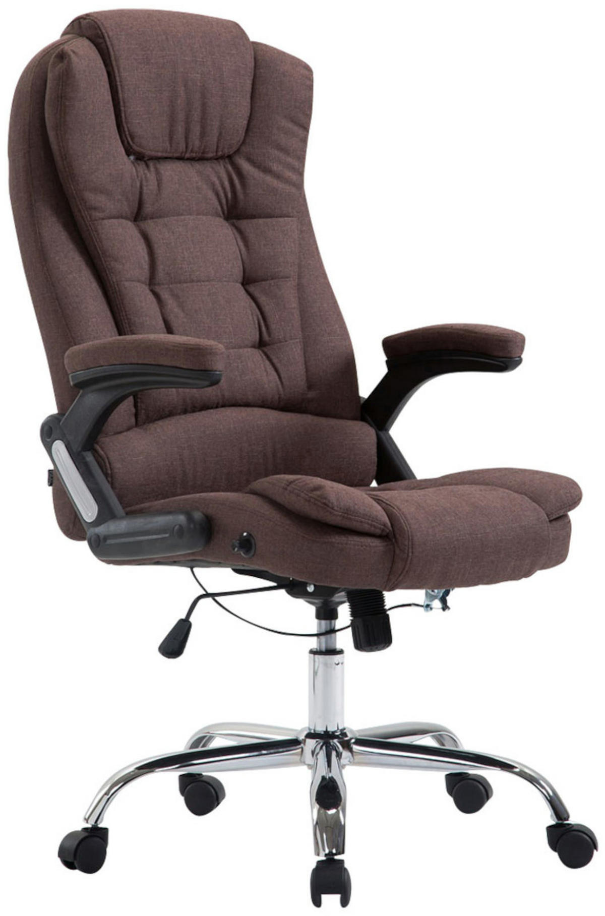 CHEFSESSEL Stoff braun - Chromfarben/Braun, Textil/Metall (69.5/113/78cm) - CLP