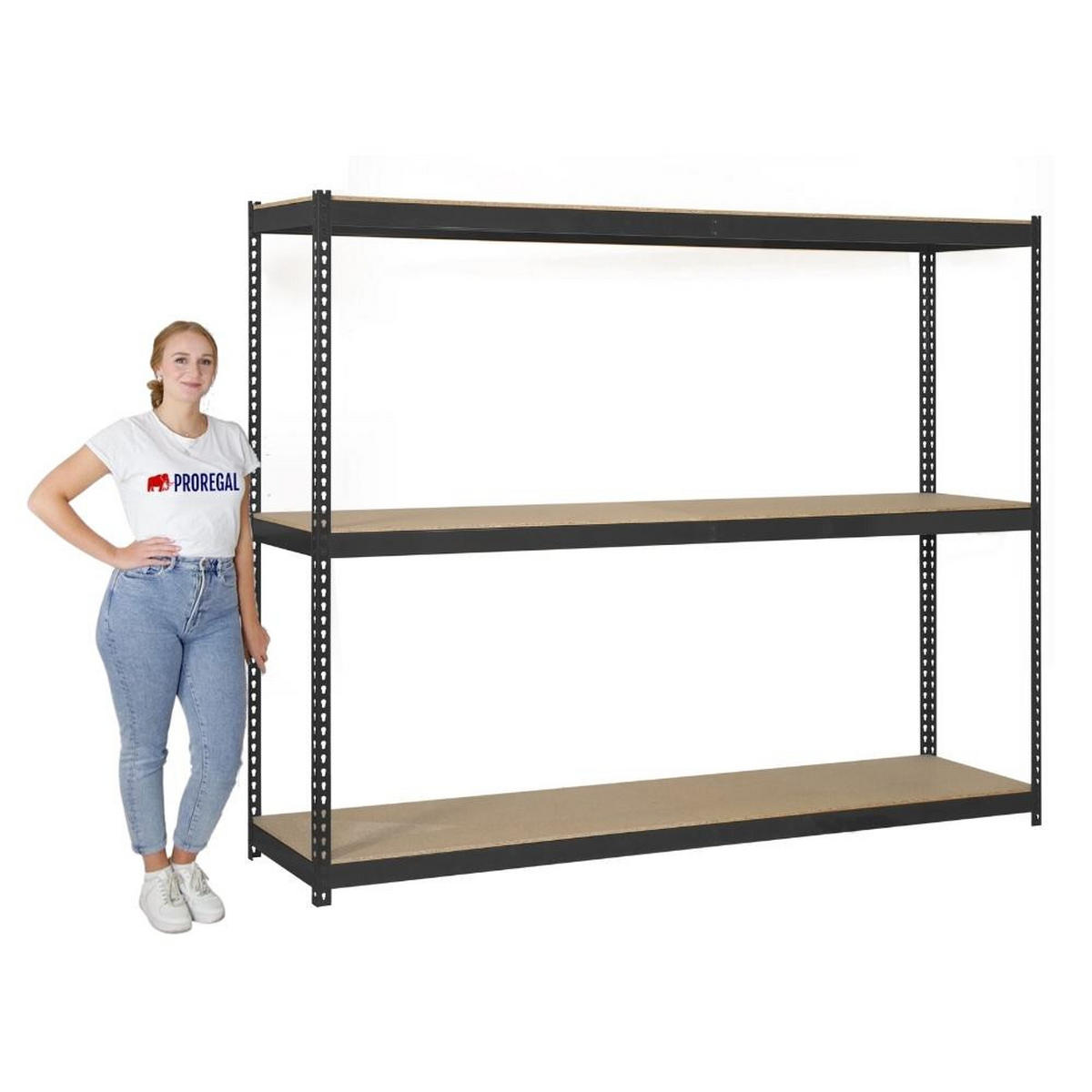 SCHWERLASTREGAL WOOD YETI THREE | HxBxT 200x120x45cm | Fachlast 400kg | Anthrazit - Anthrazit, Metall (120/200/45cm) - PROREGAL