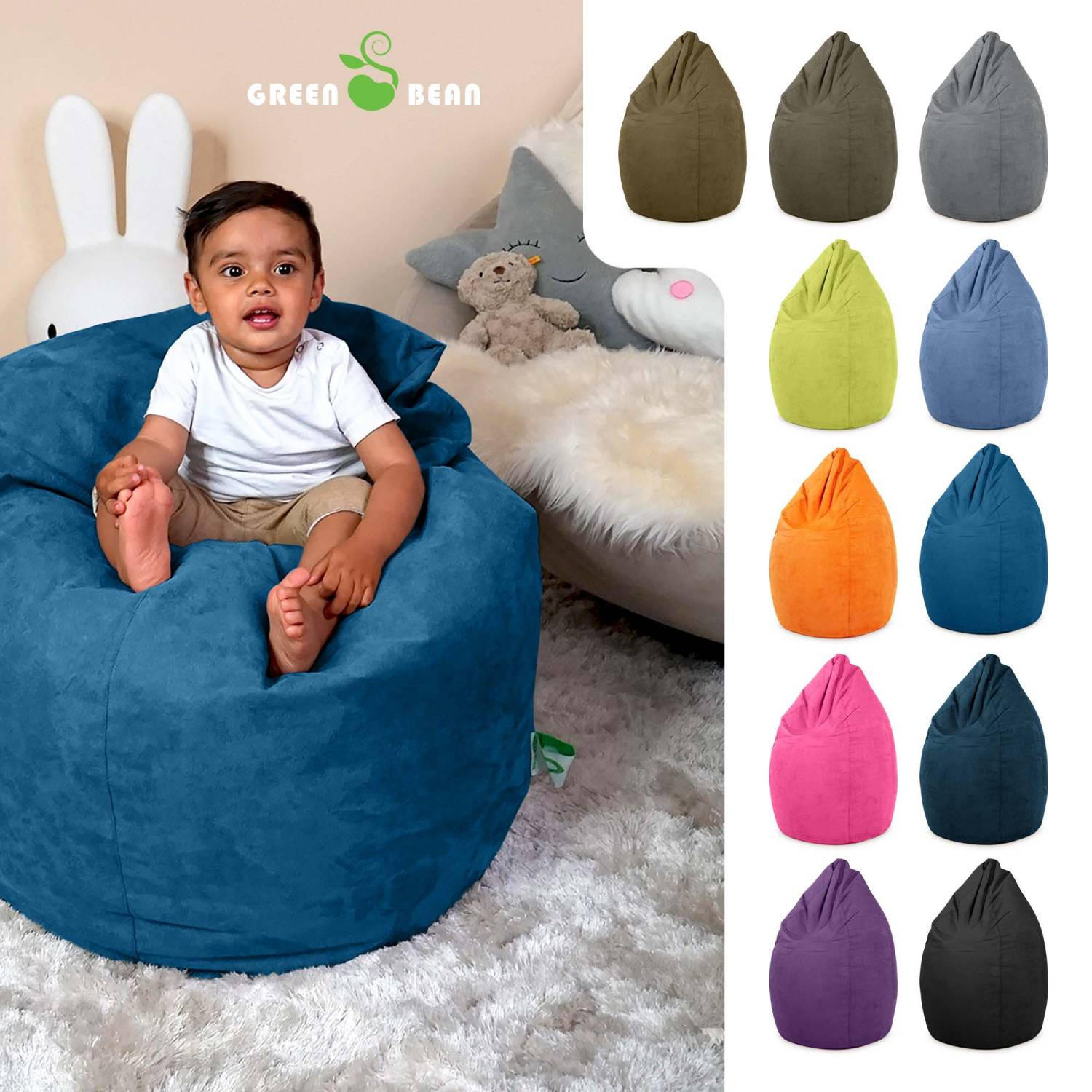 SITZSACK "Drop" 60x60x90cm - 220L - Blau, Textil (60/90/60cm) - Green Bean