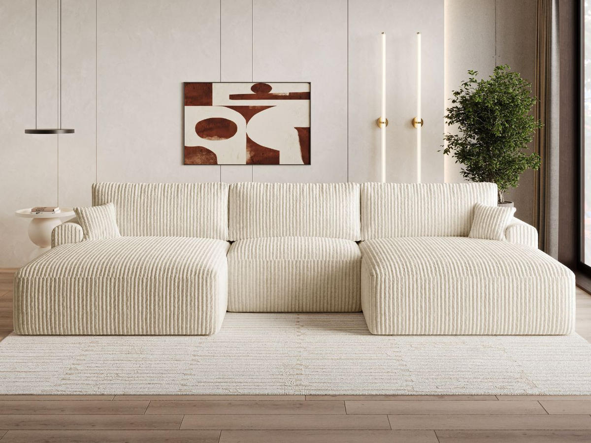 ECKSOFA U Serene Beige - Beige, Holz/Textil (391/145cm) - Graingold