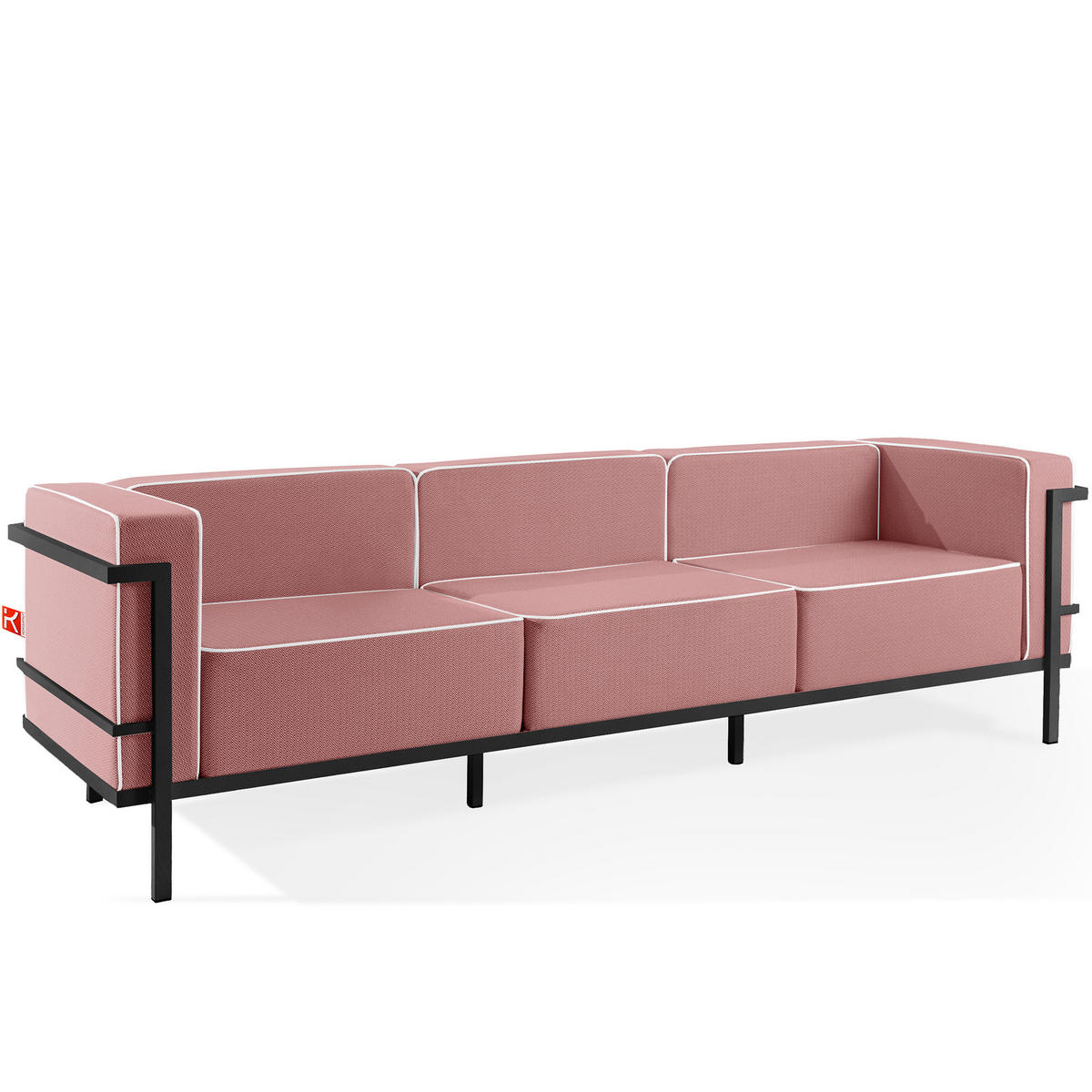 GARTENSOFA TRIGLO 3-Personen, Stahlrahmen, Modern, Dunkelgrau - Dunkelgrau/Rot, Textil/Metall (229/70/69cm) - KONSIMO®