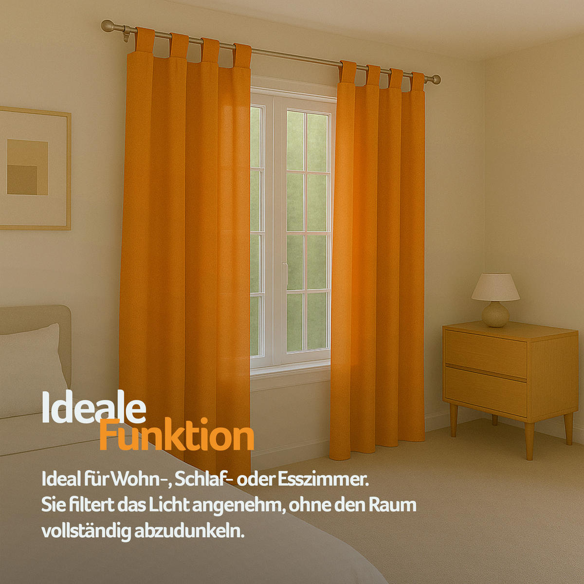 SCHLAUFENSCHAL blickdicht 140x225 cm Hellorange 2er-Pack - Orange, Textil (140/225cm)